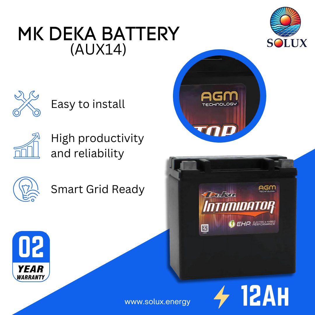 This is an image of MK Deka AUX14 Battery 12Ah 12V AGM